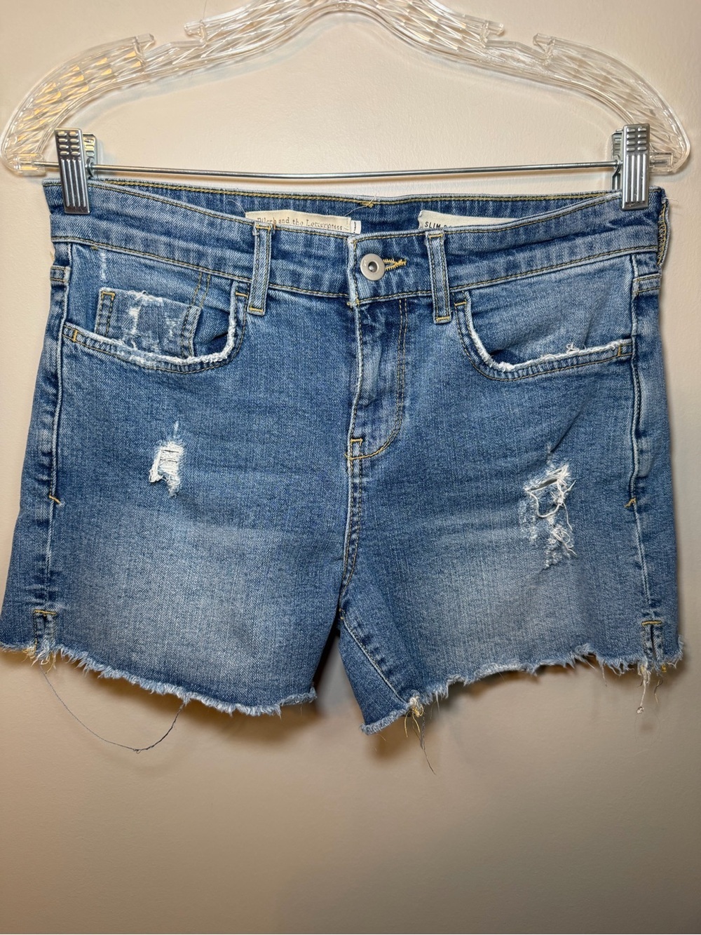 Pilcro and the Letterpress Distressed Light Blue Denim Shorts